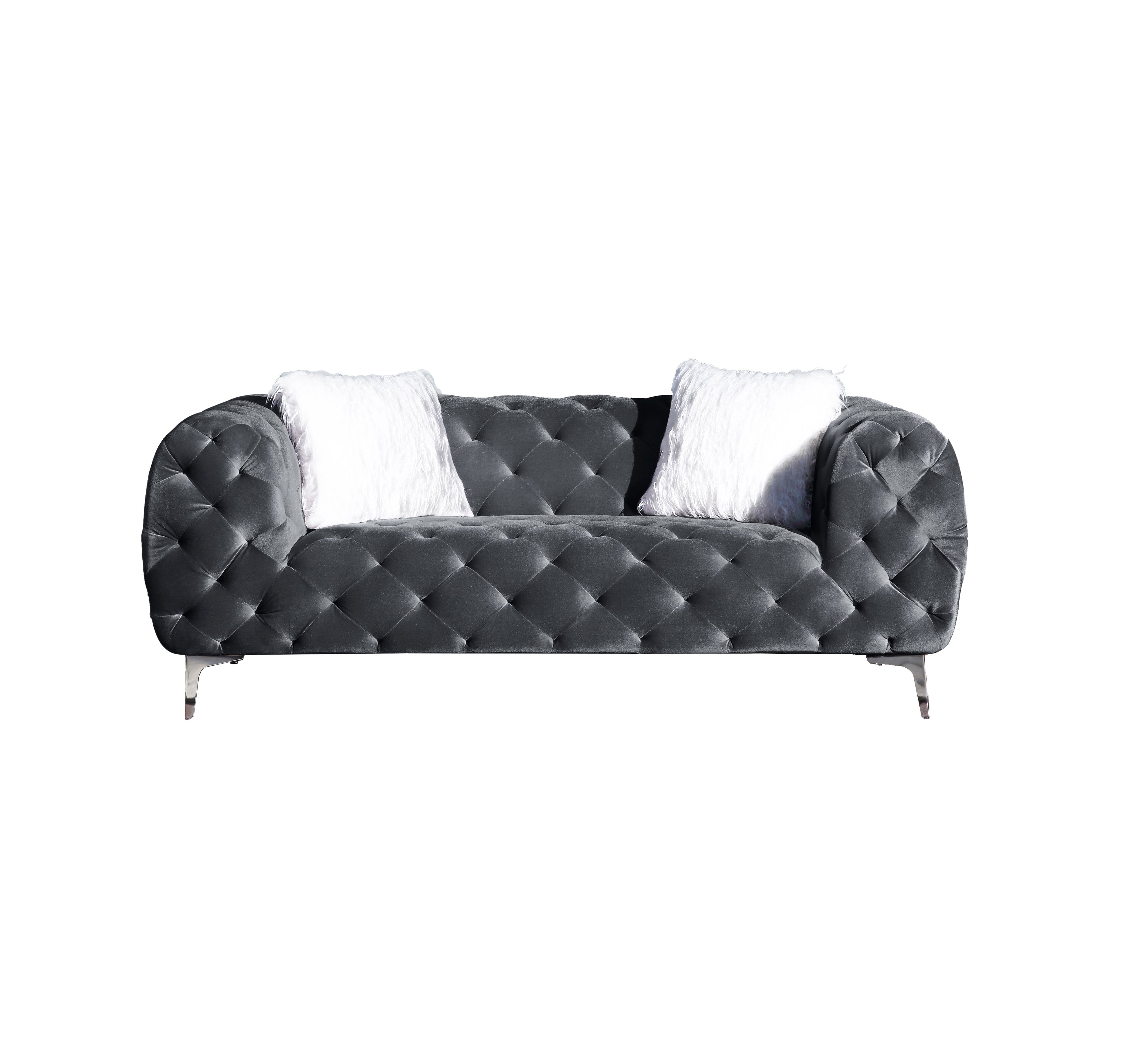8037 Modern Velvet Loveseat/ Sofa with Wood Frame and Metal Legs