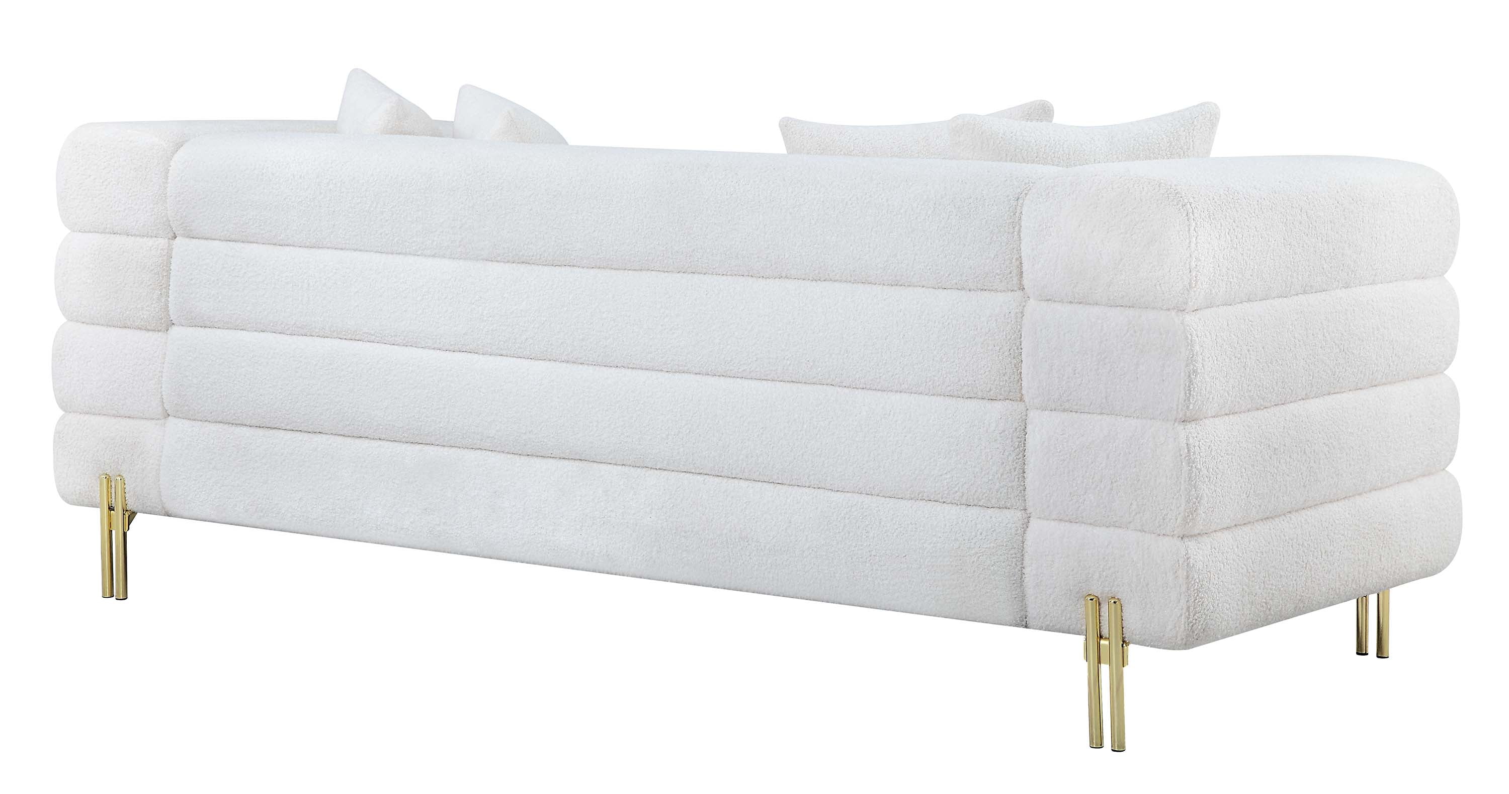 8018 Boucle Fabric Sofa with Gold Metal Legs