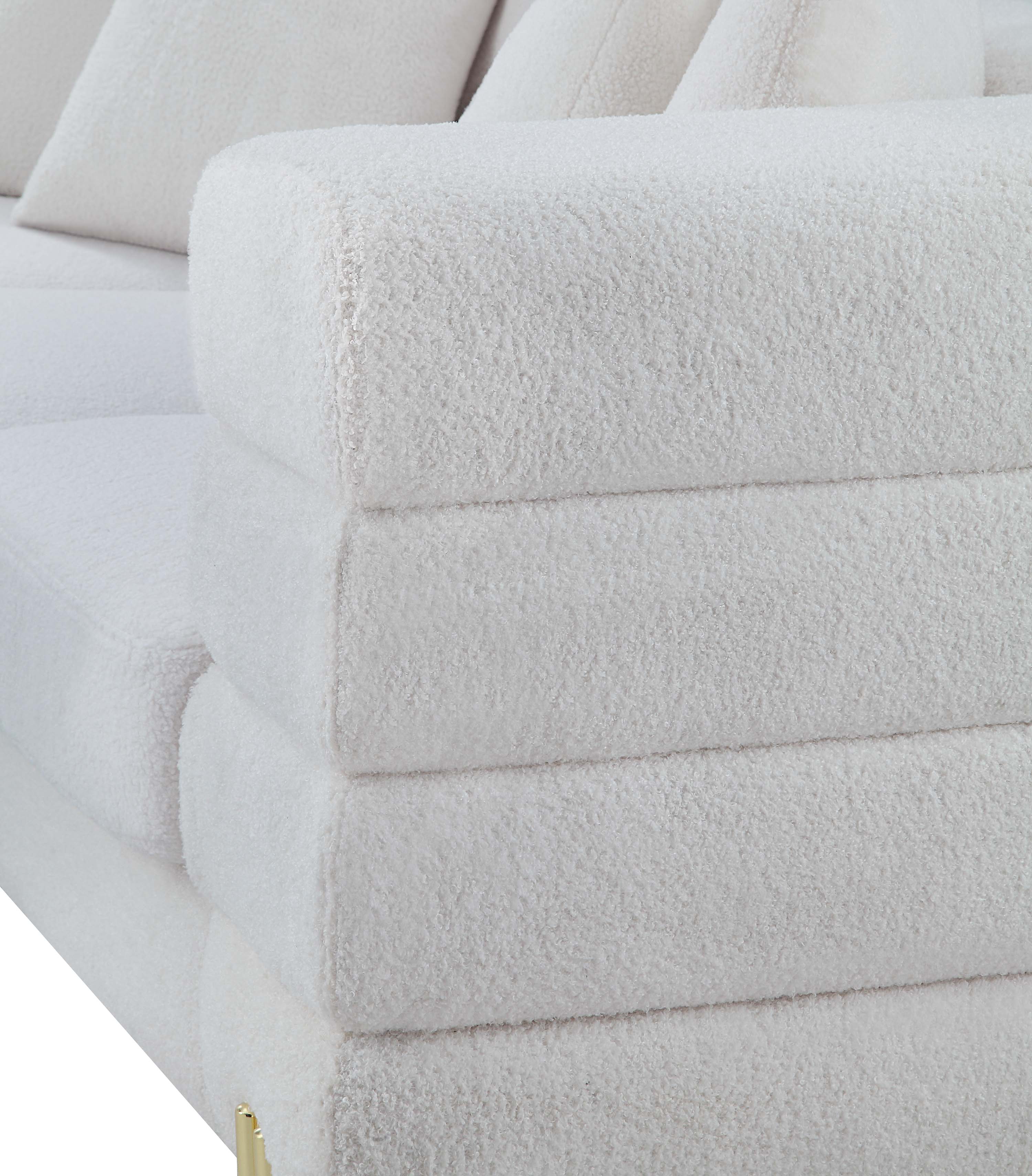 8018 Boucle Fabric Sofa with Gold Metal Legs